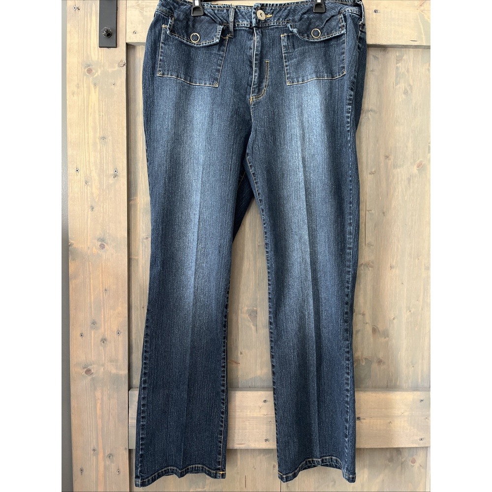 Y2k Ashley Stewart Jeans Size 16 Miss Ashley Front Flap Pocket Medium Wash